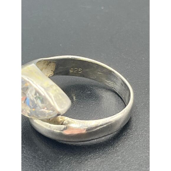 Sterling Silver Bypass Pear Shaped CZ 3.5 Ct Engagement Ring size 7.75 - Picture 10 of 12